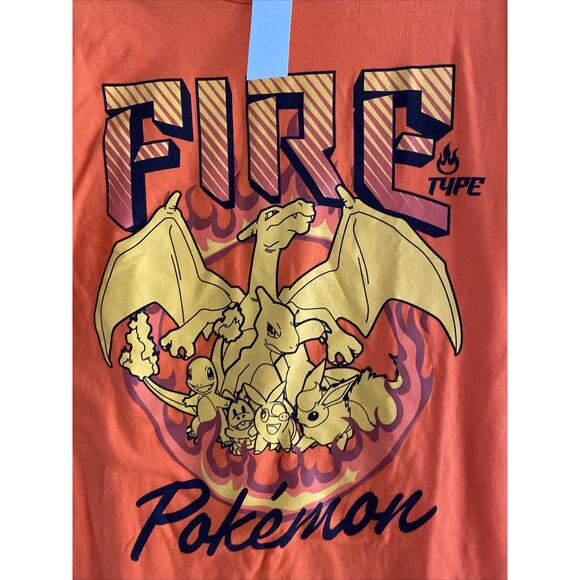 Pokemon Mens Large Orange Fire Pokemon Short Sleeve Graphic Tee NEW - Picture 2 of 5